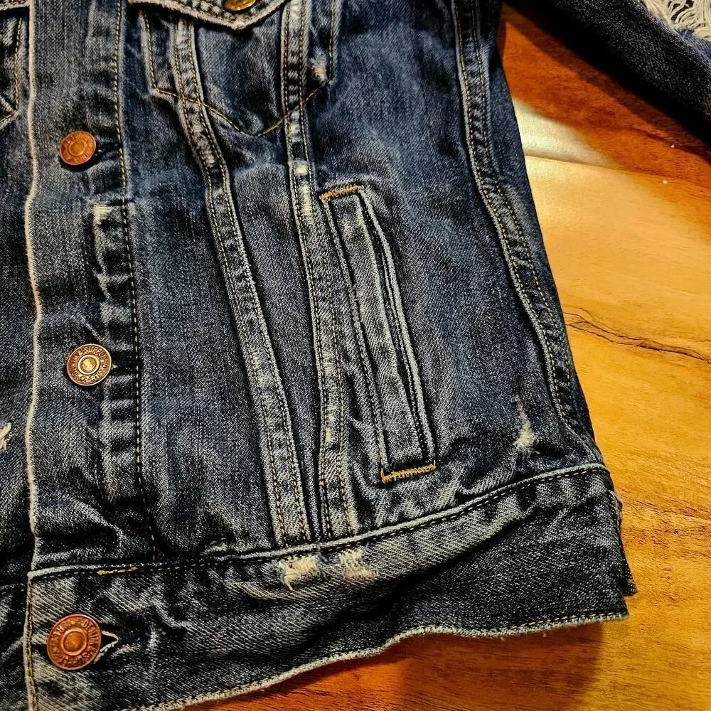Denim and Supply Ralph Lauren Vintage Truckers‎ XS jean Jacket. Heavy distressed